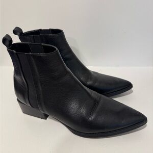 Marc Fisher Black Leather Pointed Toe Booties